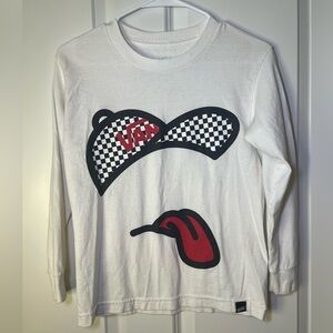 Vans White and Red Long Sleeve Graphic Tee